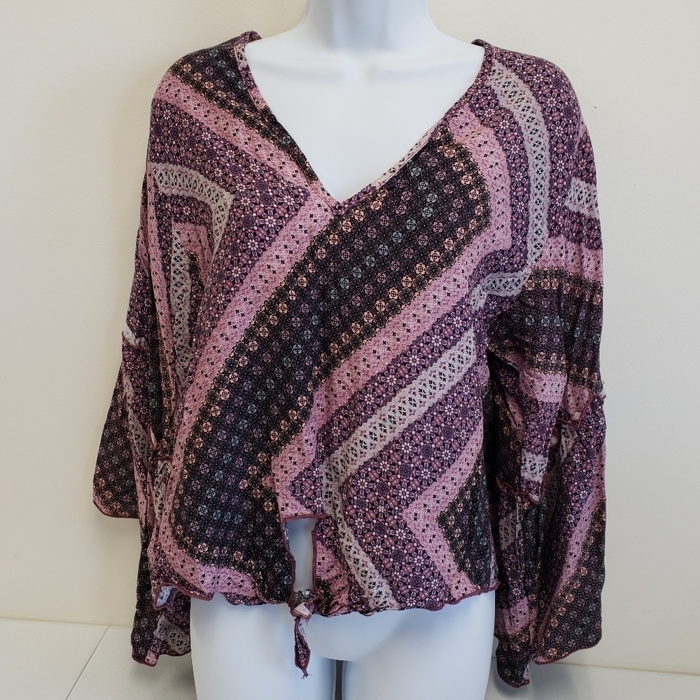 Lavender Field Anthropologie Womens Floral Top Size Large